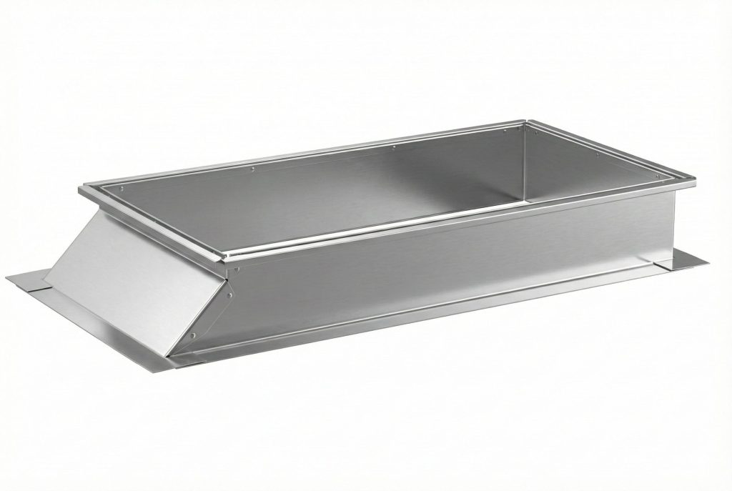 Rektangulärt avstick för ventilationskanal i plåt
